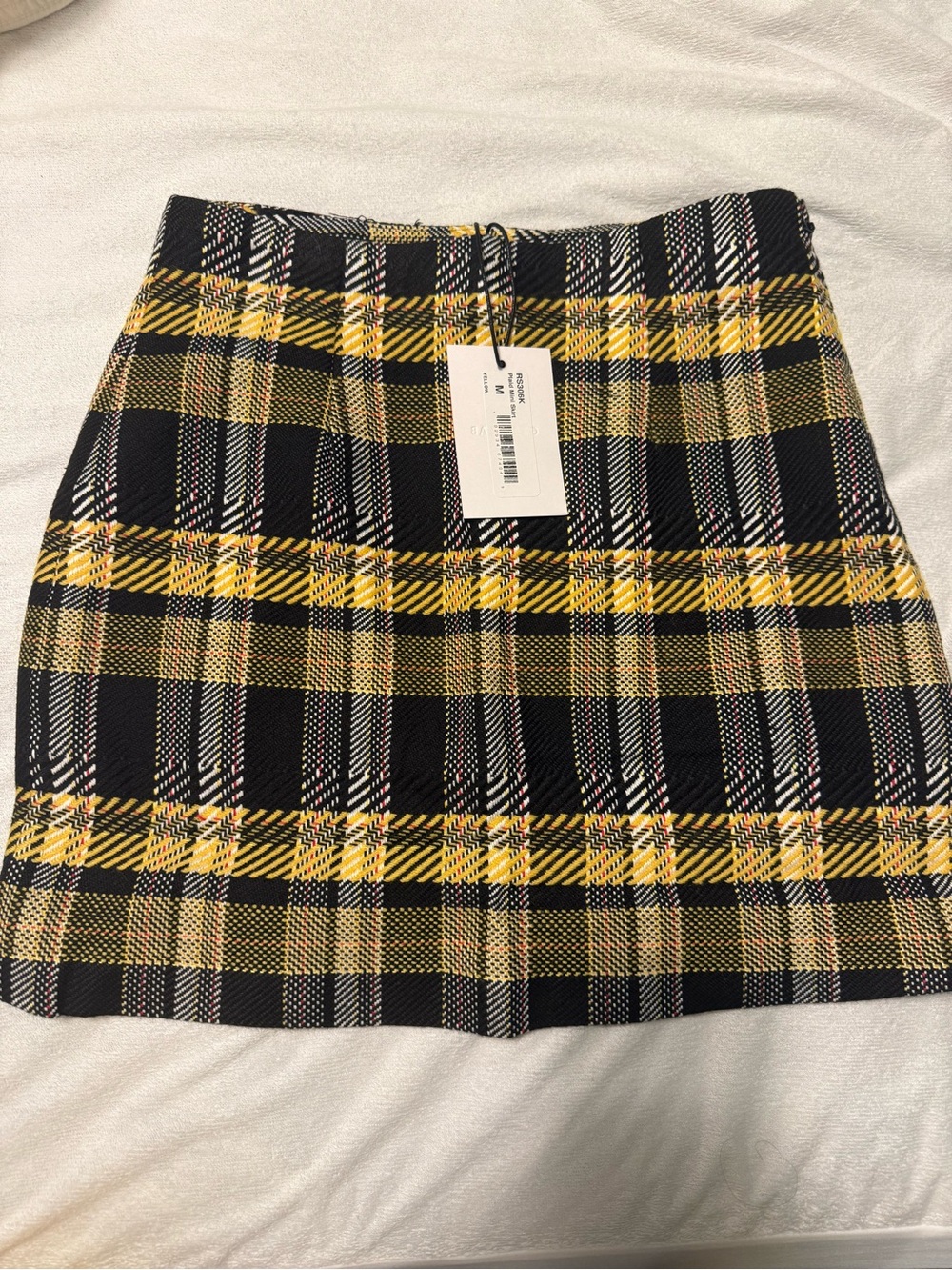 GREY LAB Yellow and Black Plaid Mini Skirt